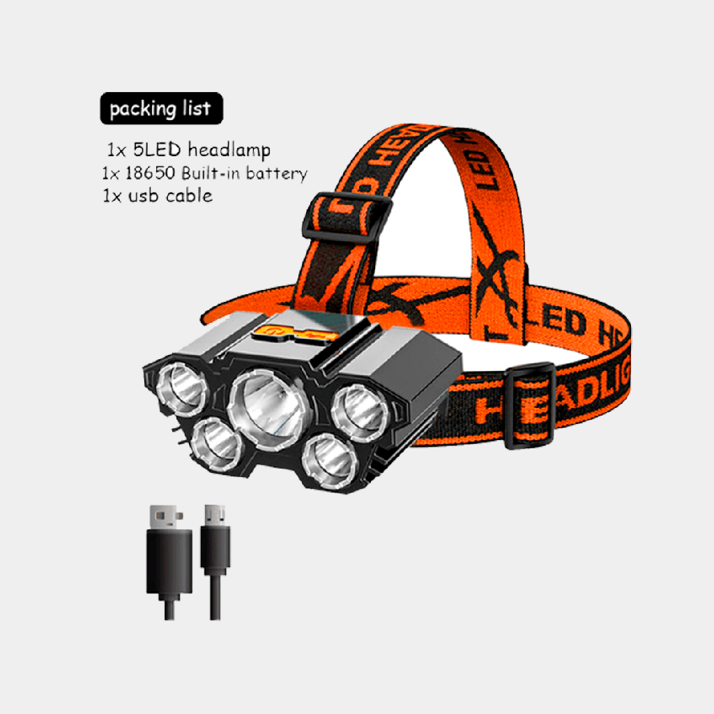 [WC-3597] Linterna potente de 5 Led correa para la cabeza